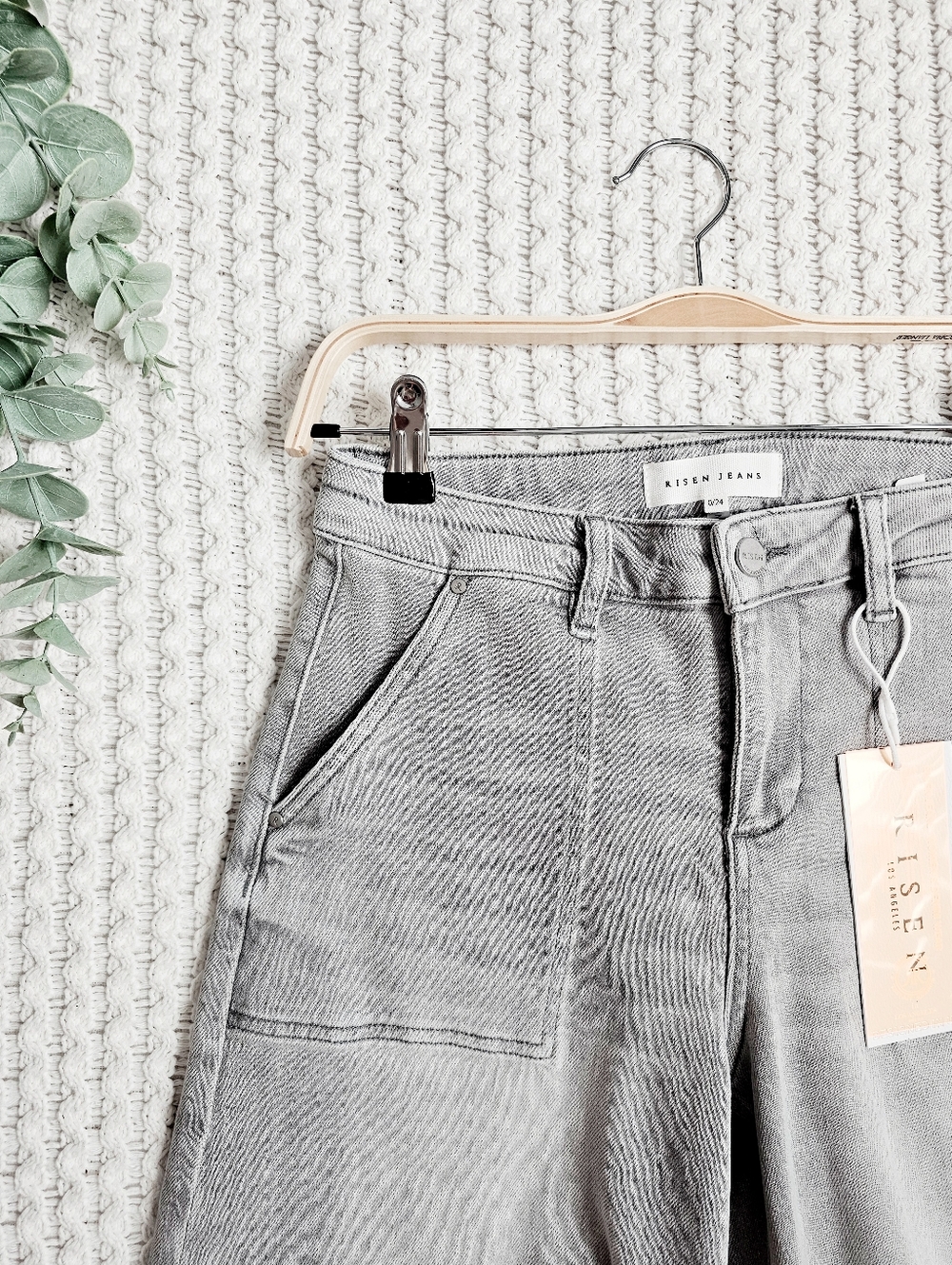 RISEN High Rise Slouchy Barrel Jeans Grey Stretch Neutral Ankle Various NEW - Picture 14 of 15